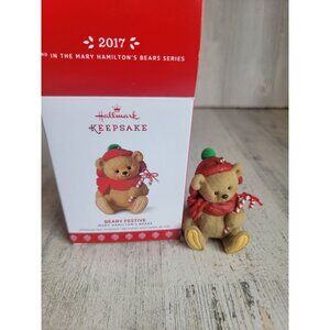 Hallmark Beary Festive ornament Xmas mistletoe‎ candy cone